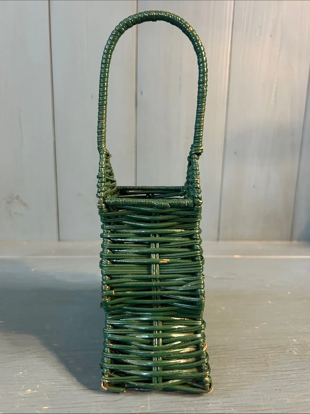 Dark Green Woven Wicker Tree Basket - Christmas Decor